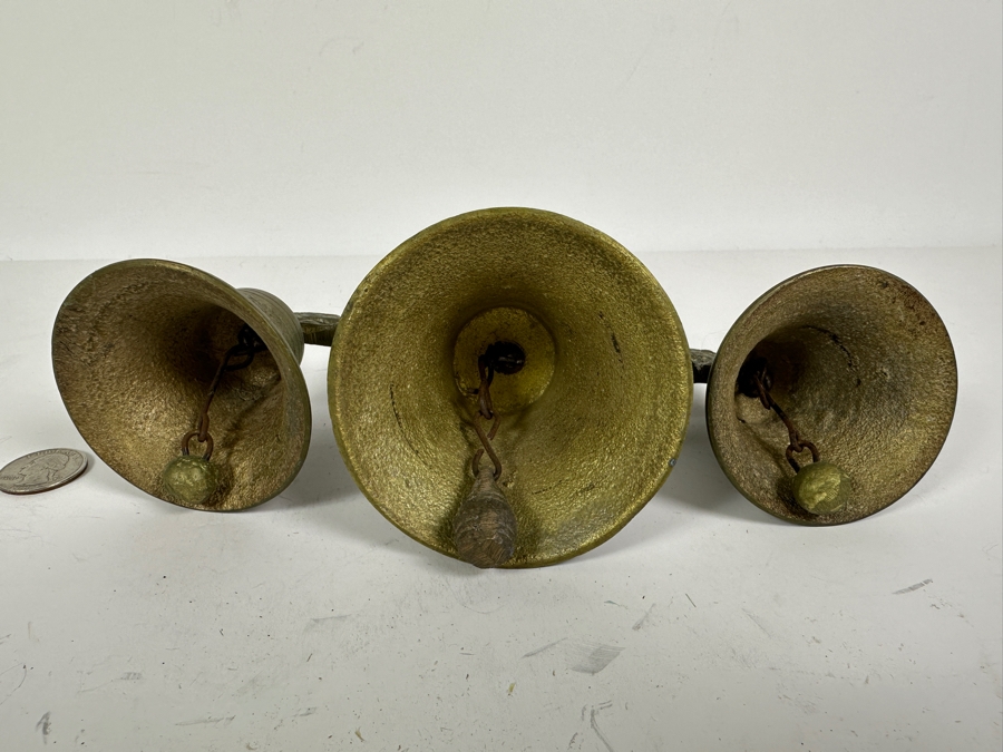 Vintage Brass Triple Bell Set [Photo 5]