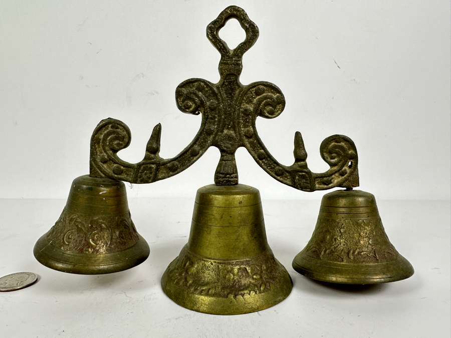 Vintage Brass Triple Bell Set [Photo 2]