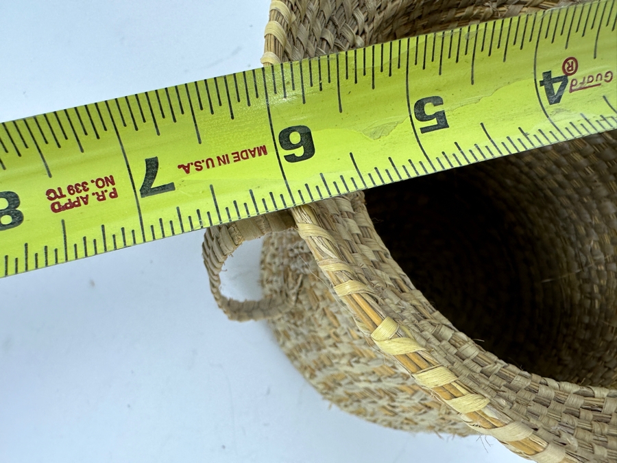 Just Added - Vintage Gullah Sweetgrass Pine Needle Basket With Handle 6W X 5.5H [Photo 8]