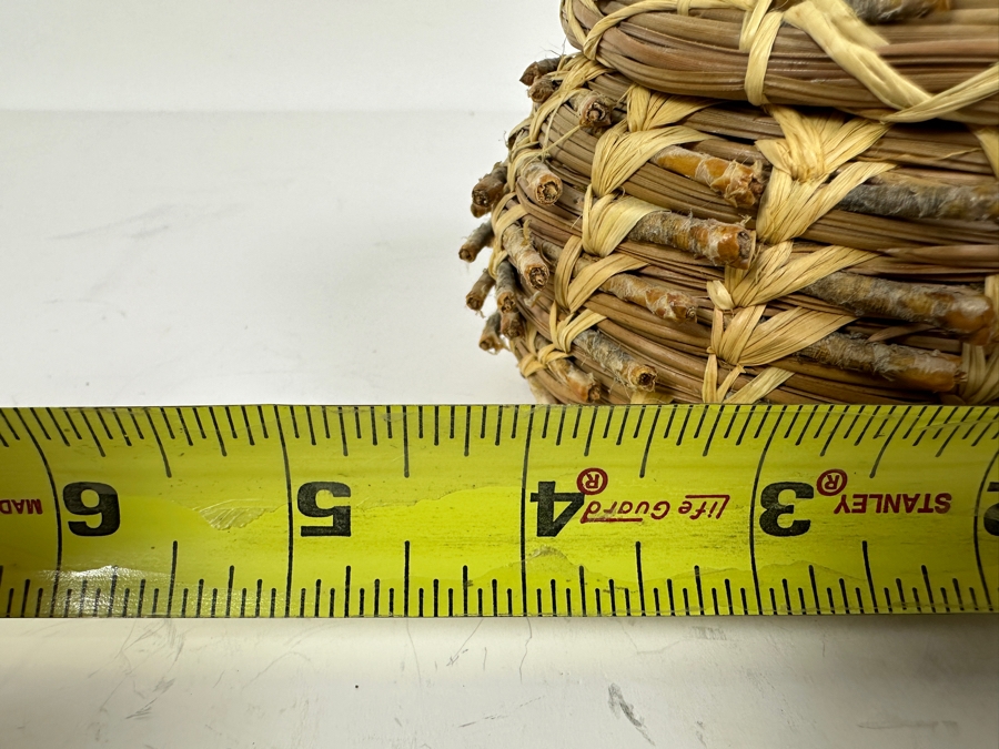 Pine Needle And Raffia Basket Made by Rosemary Castilla (Chumash) 4'W x 3.5'H [Photo 9]