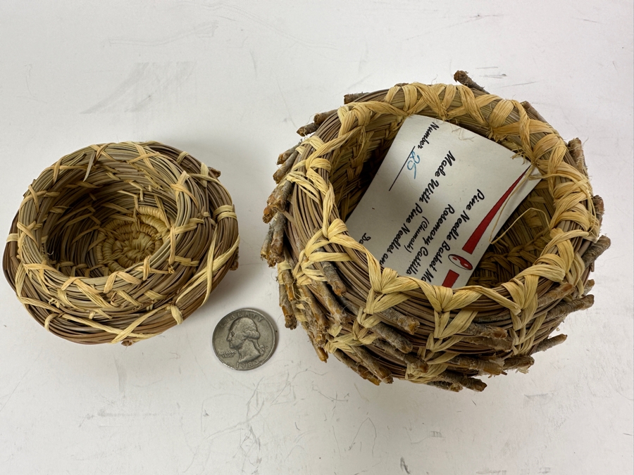Pine Needle And Raffia Basket Made by Rosemary Castilla (Chumash) 4'W x 3.5'H [Photo 6]