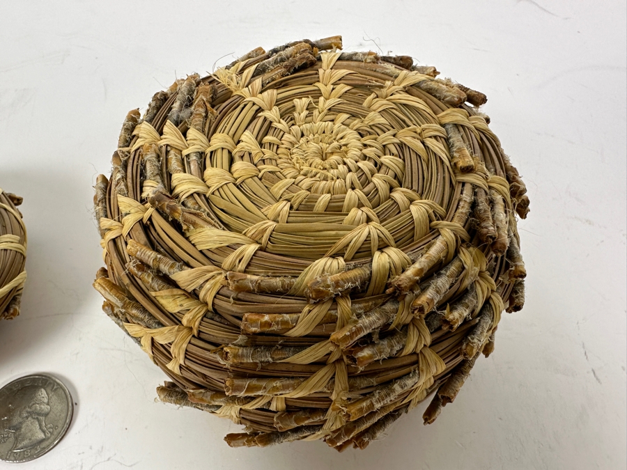 Pine Needle And Raffia Basket Made by Rosemary Castilla (Chumash) 4'W x 3.5'H [Photo 8]