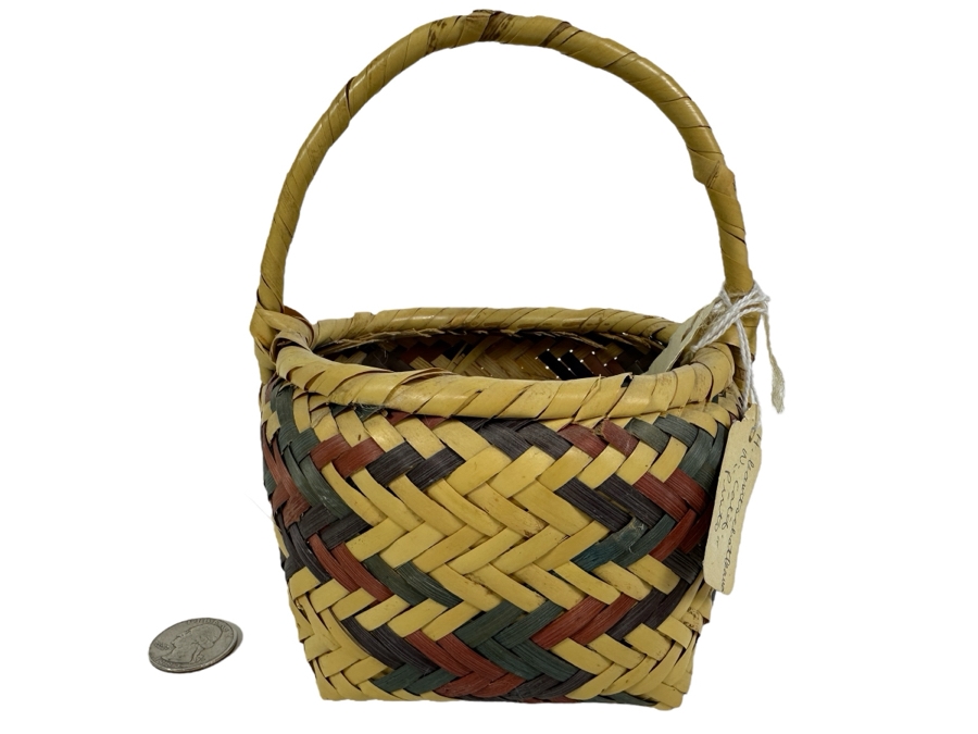 Just Added - Handmade Native American Choctaw Basket From The Chucalissa Museum 5W X 6.5H