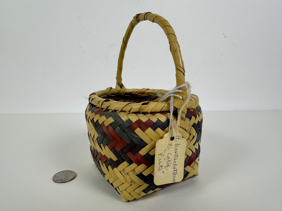 Just Added - Handmade Native American Choctaw Basket From The Chucalissa Museum 5W X 6.5H [Photo 4]