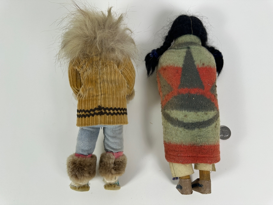 1940's Handmade Eskimo Doll and Skookum (Bully Good) Indian Doll 12' [Photo 8]