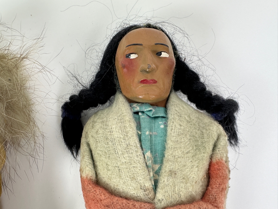 1940's Handmade Eskimo Doll and Skookum (Bully Good) Indian Doll 12' [Photo 2]