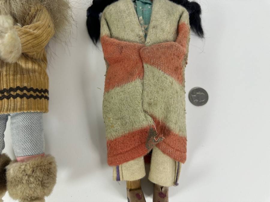 1940's Handmade Eskimo Doll and Skookum (Bully Good) Indian Doll 12' [Photo 3]