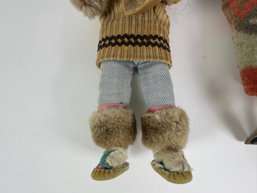 1940's Handmade Eskimo Doll and Skookum (Bully Good) Indian Doll 12' [Photo 7]