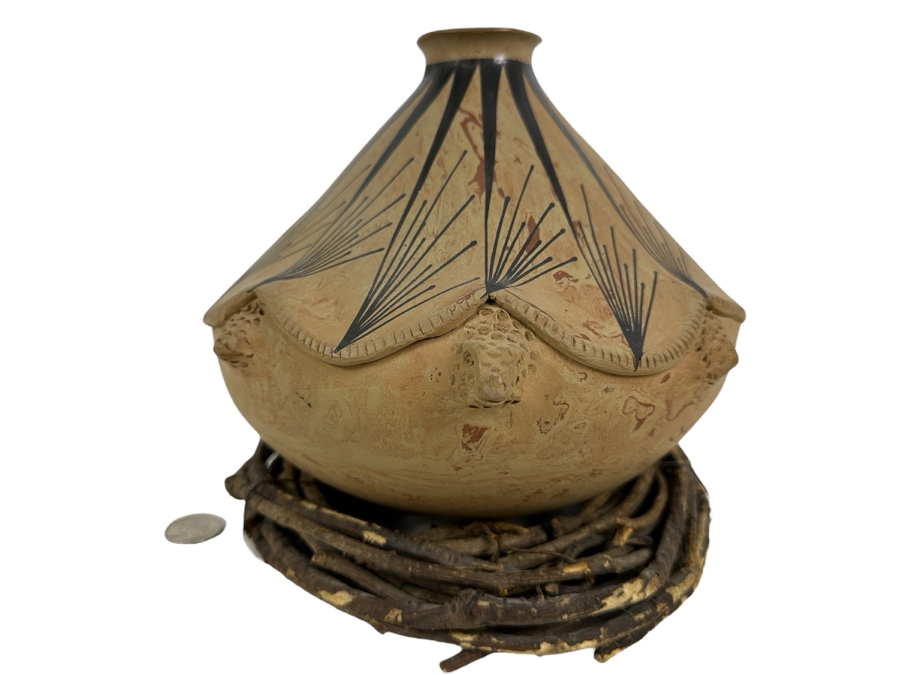 Just Added - Martha M De Quezada Mata Ortiz Turtle Effigy Pottery 8W X 7.5H