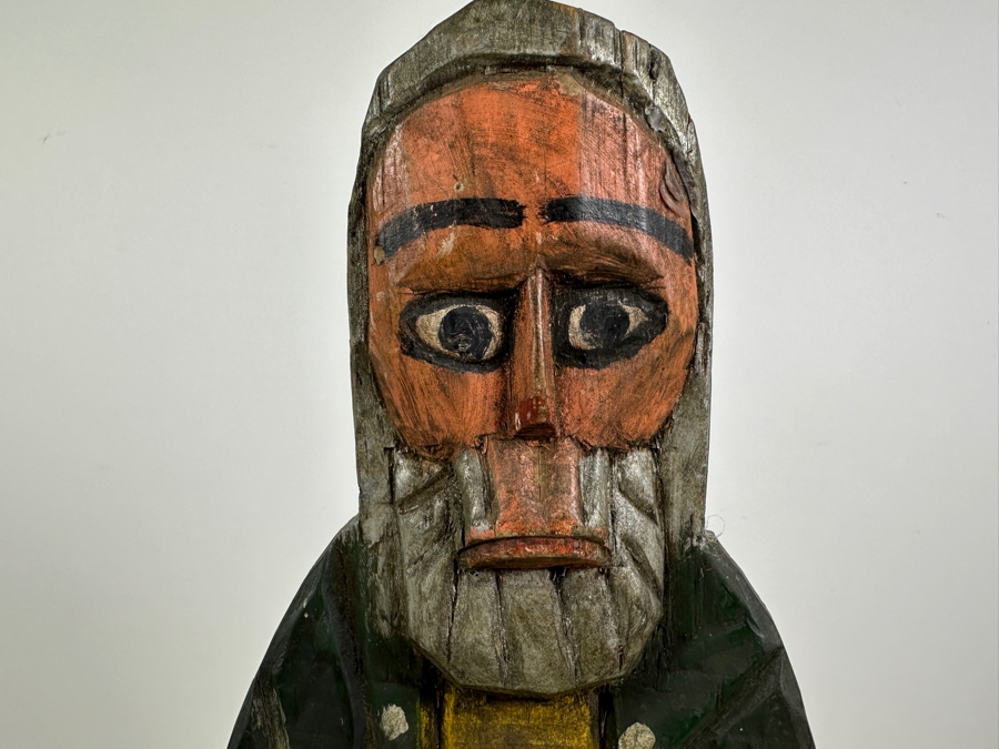 Just Added - Vintage Carved Wooden Polychrome Santo 8W X 17H [Photo 2]