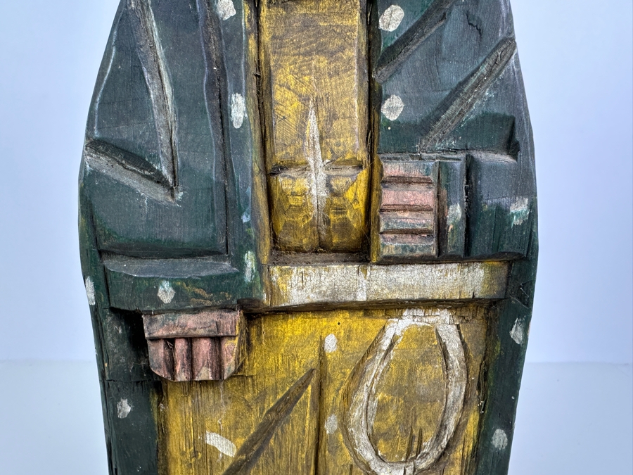 Just Added - Vintage Carved Wooden Polychrome Santo 8W X 17H [Photo 3]