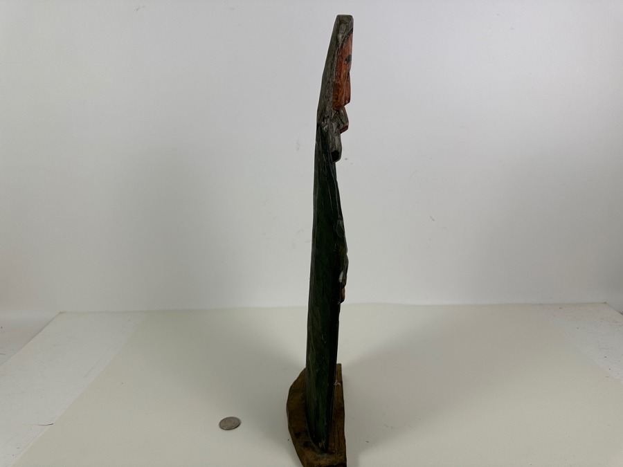 Just Added - Vintage Carved Wooden Polychrome Santo 8W X 17H [Photo 5]