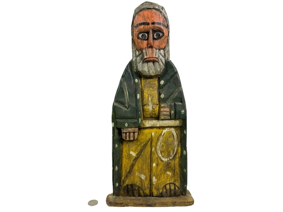 Just Added - Vintage Carved Wooden Polychrome Santo 8W X 17H [Photo 1]