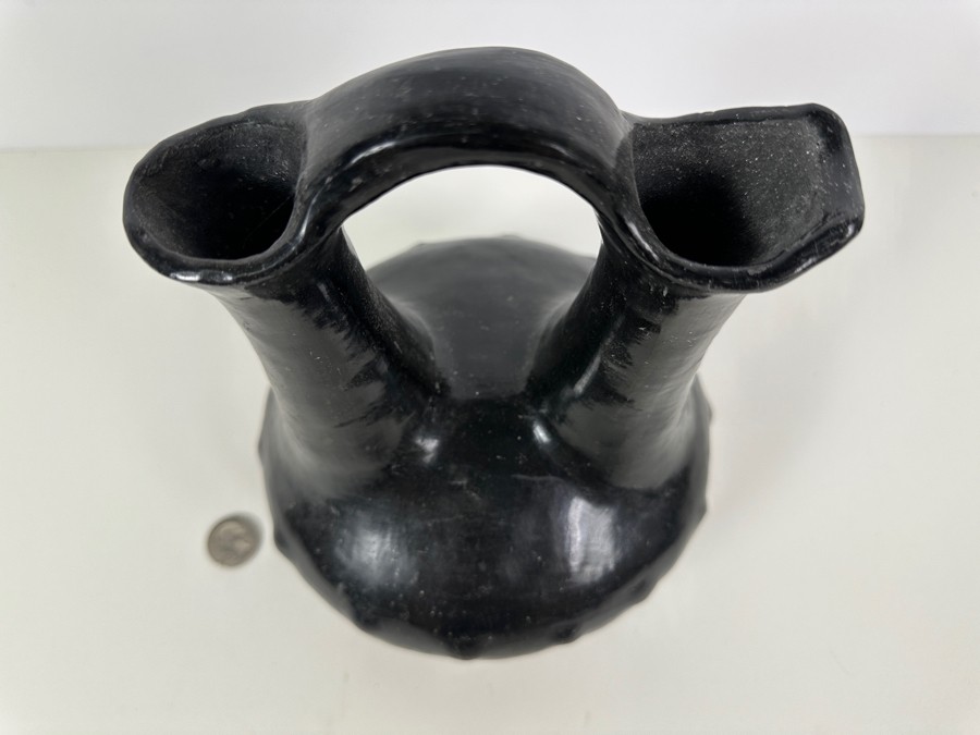 Just Added - Old Black Clay Navajo Wedding Pot With 14 Protuberances Artist Unknown 7W X 10H [Photo 2]