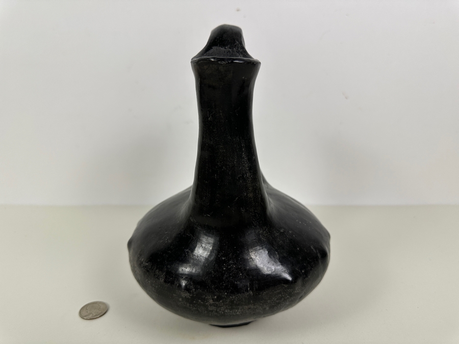 Just Added - Old Black Clay Navajo Wedding Pot With 14 Protuberances Artist Unknown 7W X 10H [Photo 3]