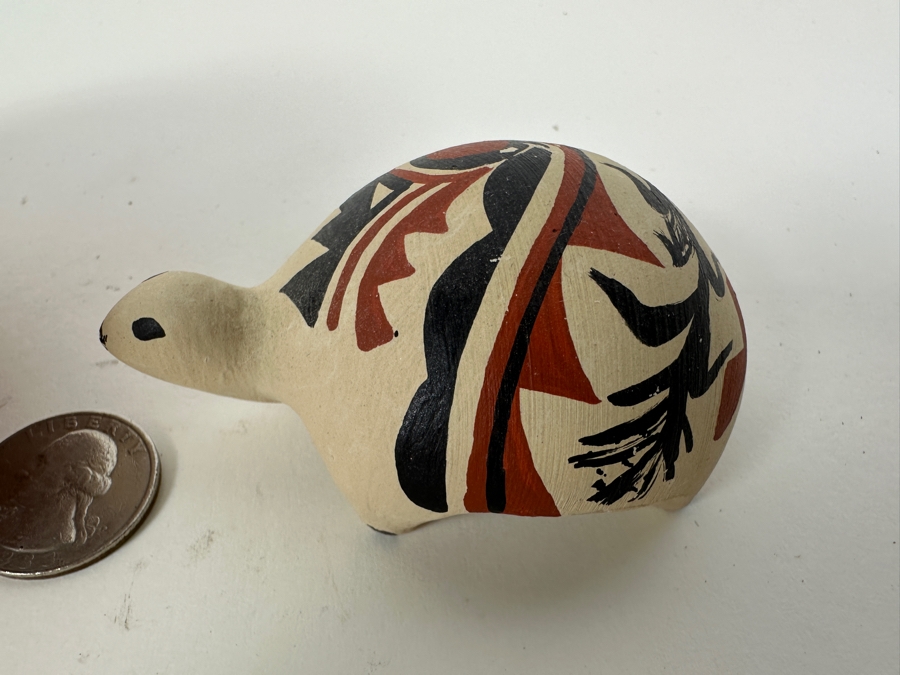 Just Added - Pair Of Artist Signed Jemez New Mexico Pottery Pieces: Pot And Turtle [Photo 3]