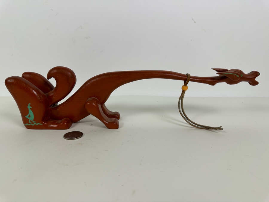 Just Added - Carved Hand Painted Wooden Dragon Figurine 14L X 3.5H [Photo 4]
