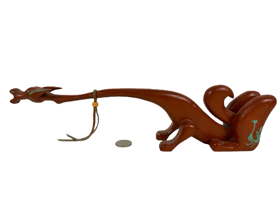 Just Added - Carved Hand Painted Wooden Dragon Figurine 14L X 3.5H [Photo 1]