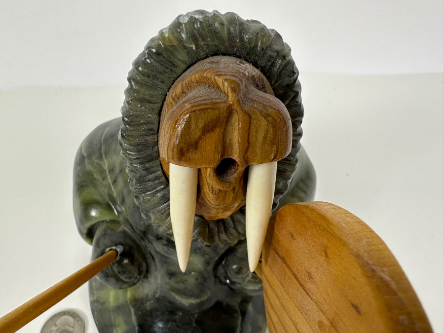 Just Added - Vintage Inuit Eskimo Soapstone Walrus Carving 6'H Originally Retailed For $179 [Photo 5]