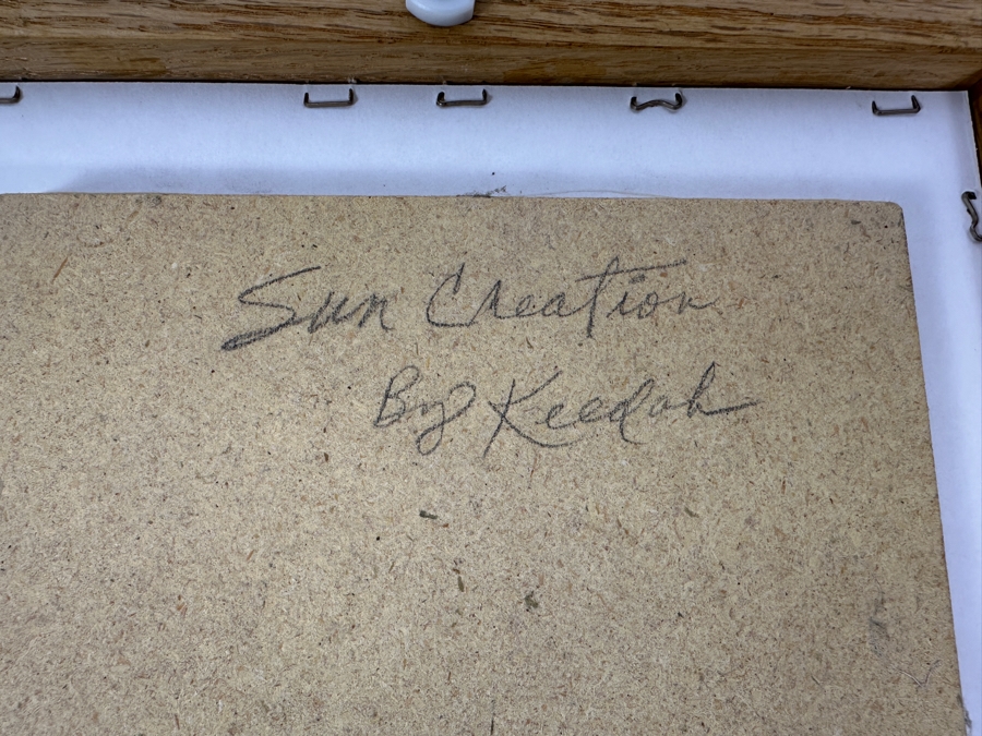 Just Added - Pair Of Sand Paintings: Sun Creation By Keedah & Coyote Stealing Fire By Nez 6 X 6 [Photo 4]