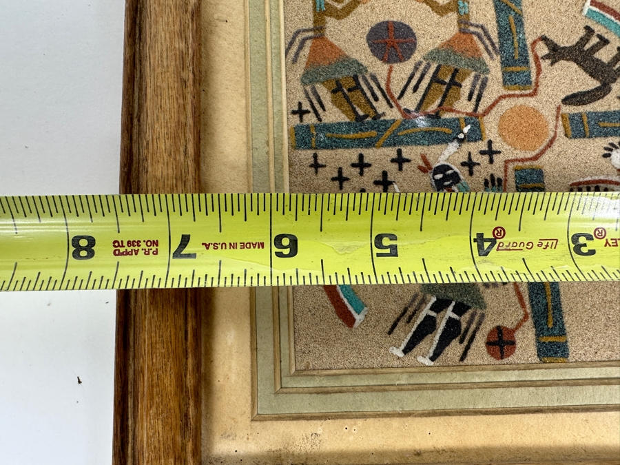 Just Added - Pair Of Sand Paintings: Sun Creation By Keedah & Coyote Stealing Fire By Nez 6 X 6 [Photo 6]