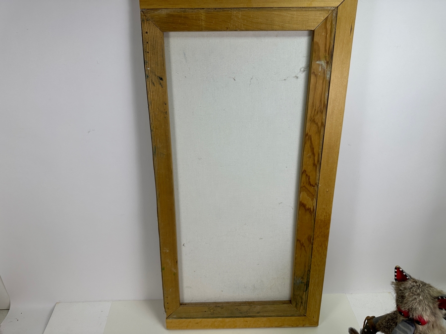 Just Added - Original Acrylic Painting On Canvas Of A Kachina And Pottery By S. Yellowhair 1976 15 X 30 Along With Matching Gray Wolf Kachina Doll Artist Signed Underneath [Photo 10]