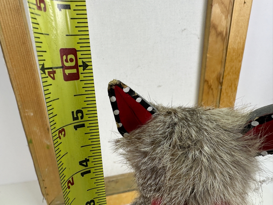 Just Added - Original Acrylic Painting On Canvas Of A Kachina And Pottery By S. Yellowhair 1976 15 X 30 Along With Matching Gray Wolf Kachina Doll Artist Signed Underneath [Photo 13]