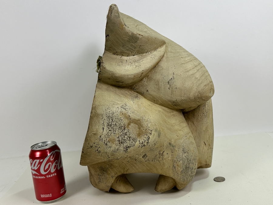 Just Added - Impressive Large Carved Wooden Lion Jaguar Head 13W X 13D X 12H [Photo 7]