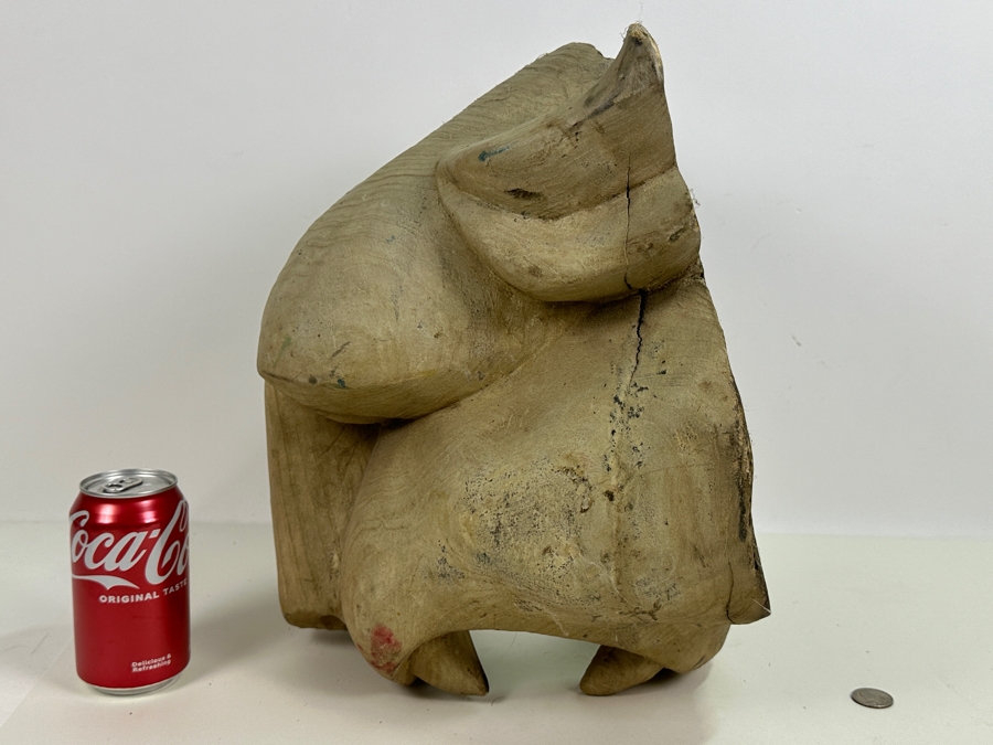 Just Added - Impressive Large Carved Wooden Lion Jaguar Head 13W X 13D X 12H [Photo 9]