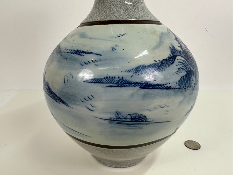 Vintage Chinese Blue and White Porcelain Vase 13.5'H [Photo 7]