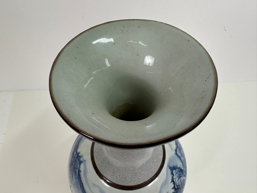 Vintage Chinese Blue and White Porcelain Vase 13.5'H [Photo 8]