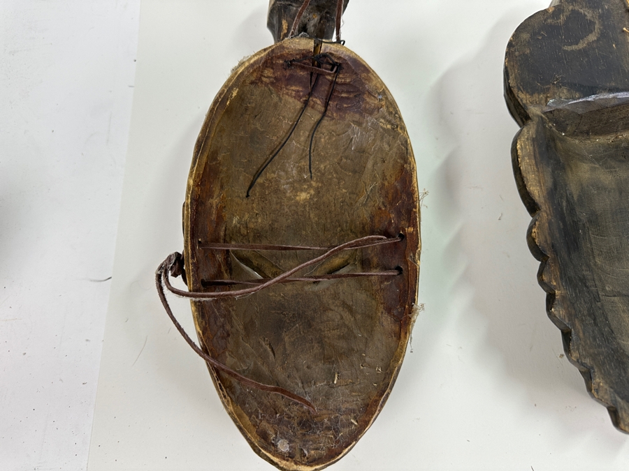 Just Added - Set Of Three Carved Wooden African Masks [Photo 7]