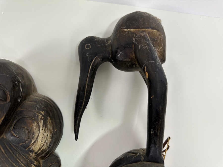 Just Added - Set Of Three Carved Wooden African Masks [Photo 4]