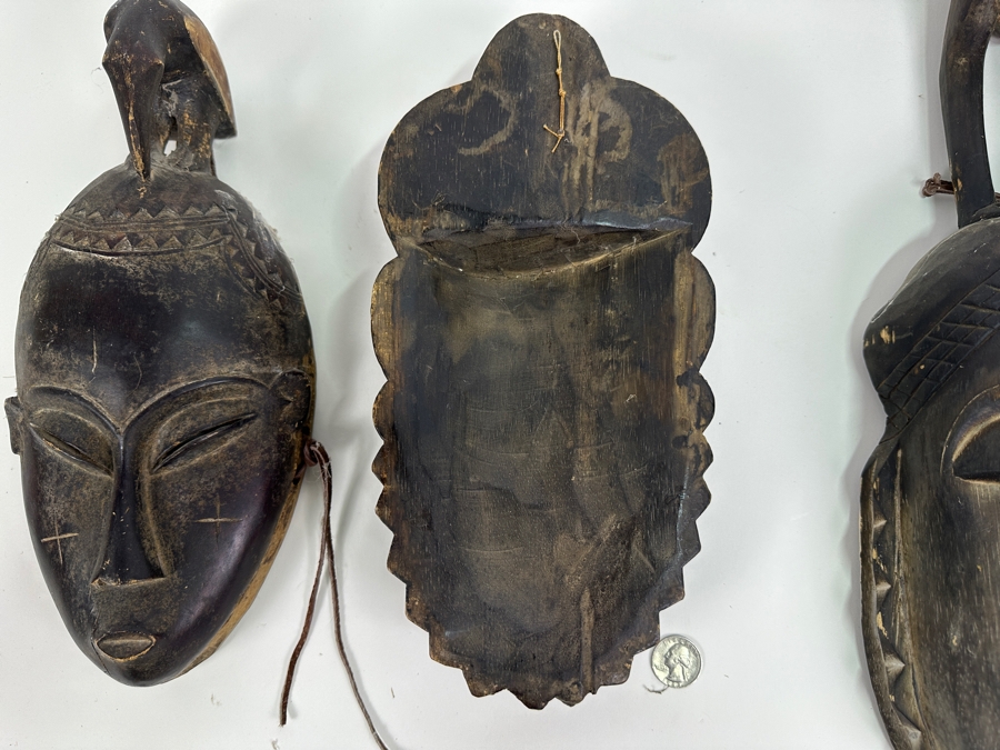 Just Added - Set Of Three Carved Wooden African Masks [Photo 6]