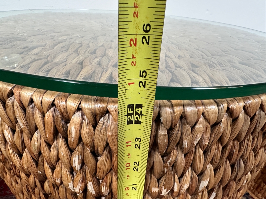 Just Added - Pair Of Drum Side Tables With Glass Tops By Alexander & Sheridan Ltd 21W X 24.5H [Photo 8]