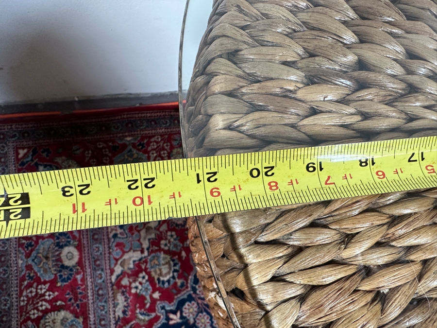 Just Added - Pair Of Drum Side Tables With Glass Tops By Alexander & Sheridan Ltd 21W X 24.5H [Photo 7]