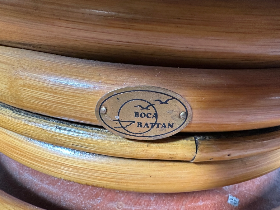 Just Added - Pair Of Vintage Rattan Swivel Armchairs By Boca Rattan 30W X 34D X 38H [Photo 7]