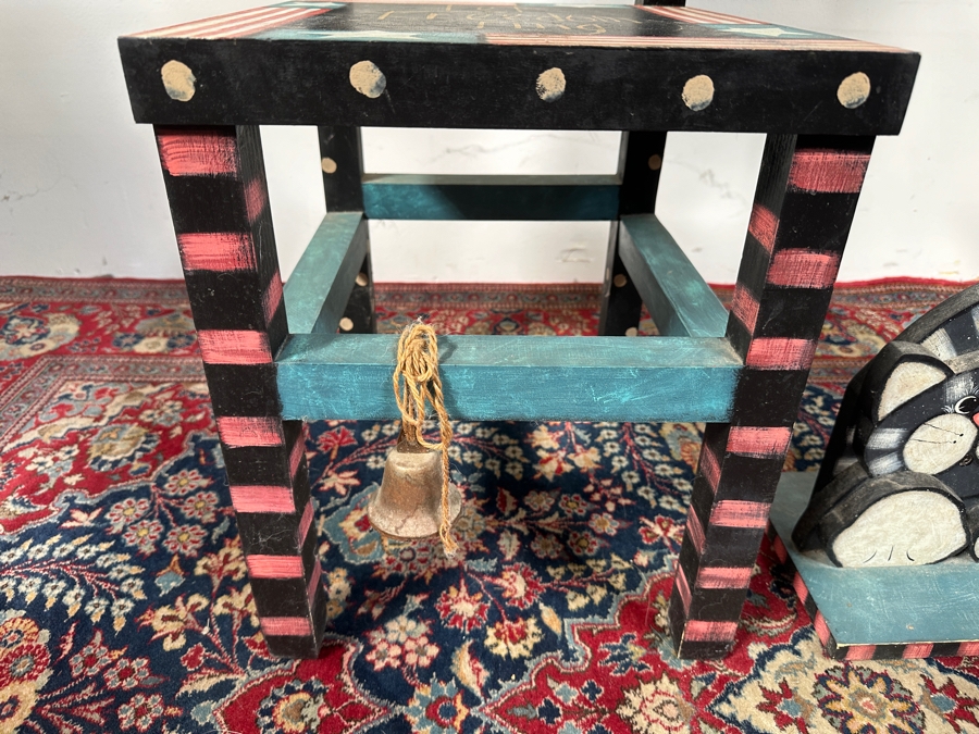 Just Added - Hand Painted Let Freedom Ring Chair 14W X 49H & Matching Side Table 12W X 8D X 24H [Photo 8]