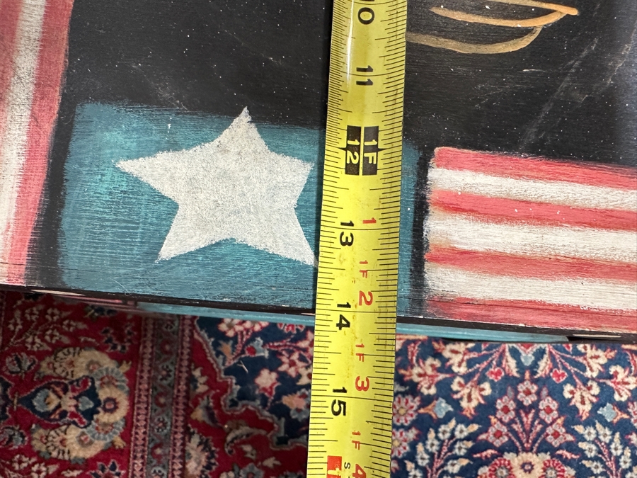 Just Added - Hand Painted Let Freedom Ring Chair 14W X 49H & Matching Side Table 12W X 8D X 24H [Photo 13]