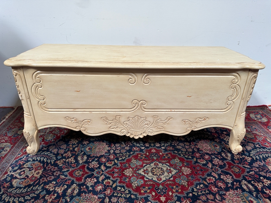 Just Added - White Wooden Cedar Chest 47W X 18D X 22H [Photo 2]