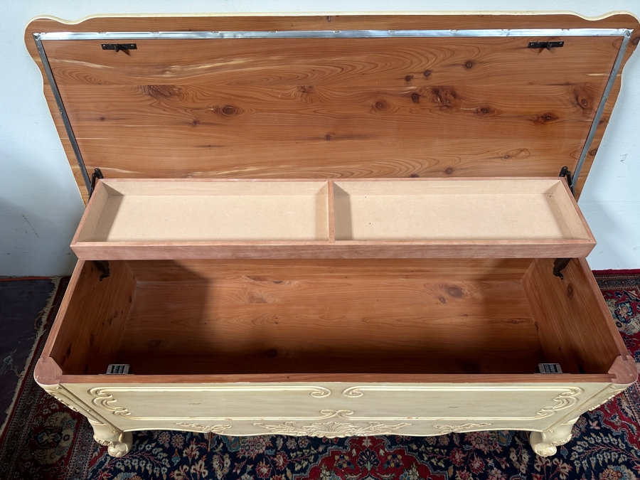 Just Added - White Wooden Cedar Chest 47W X 18D X 22H [Photo 5]