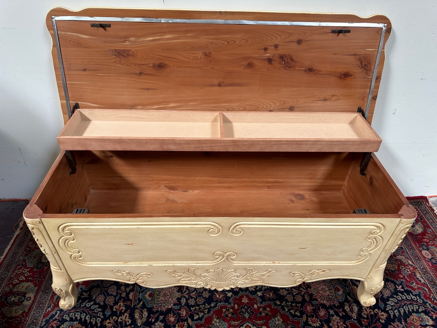 Just Added - White Wooden Cedar Chest 47W X 18D X 22H [Photo 4]