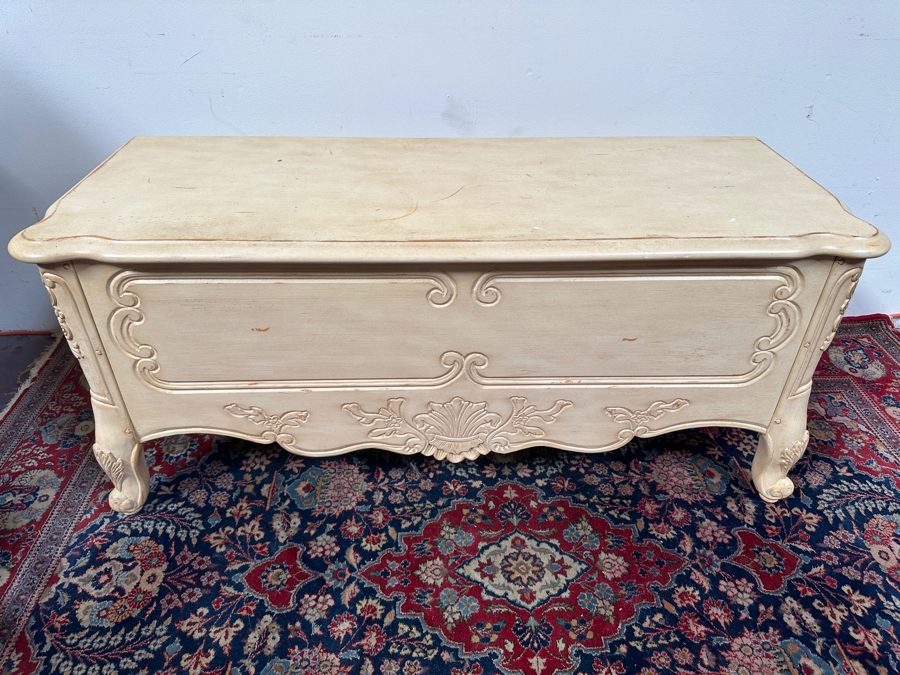 Just Added - White Wooden Cedar Chest 47W X 18D X 22H [Photo 3]