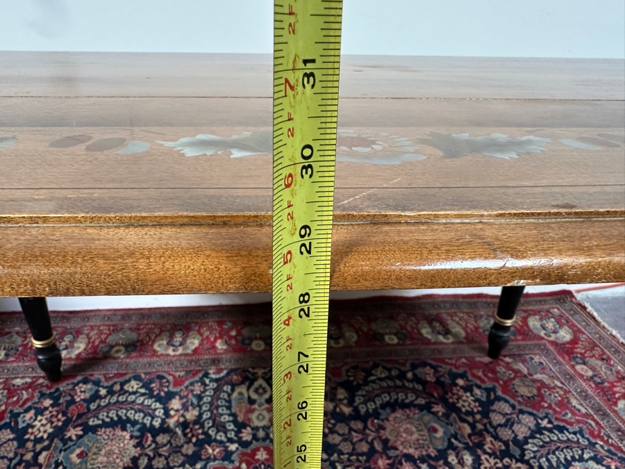 Just Added - Vintage Wooden Drop-Leaf Stenciled Table 60L X 22W X 29.5H (Each Leaf Extends Table 10') [Photo 9]