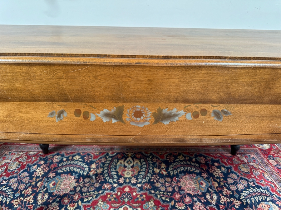Just Added - Vintage Wooden Drop-Leaf Stenciled Table 60L X 22W X 29.5H (Each Leaf Extends Table 10') [Photo 4]