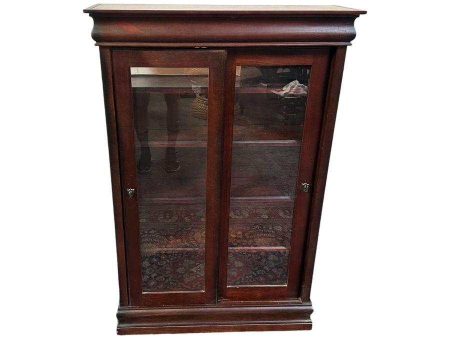 Just Added - Wooden Display Cabinet With Front Sliding Glass Doors 32.5W X 10D X 49H [Photo 1]