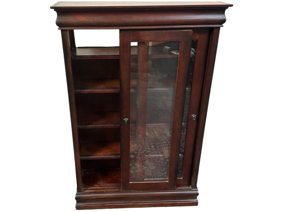 Just Added - Wooden Display Cabinet With Front Sliding Glass Doors 32.5W X 10D X 49H [Photo 2]