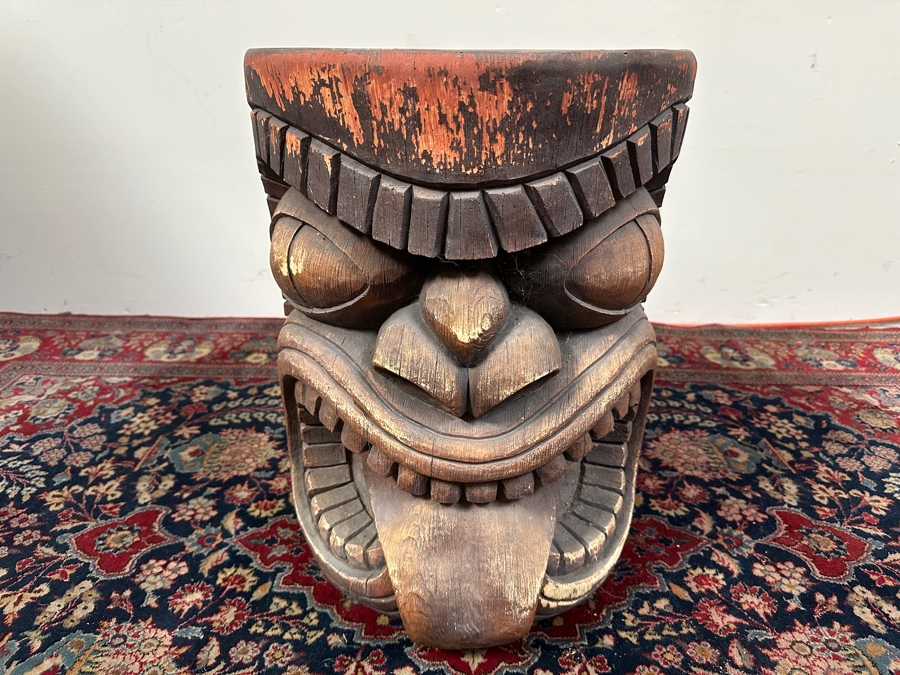 Just Added - Resin Tiki Side Table 15W X 20.5H [Photo 3]