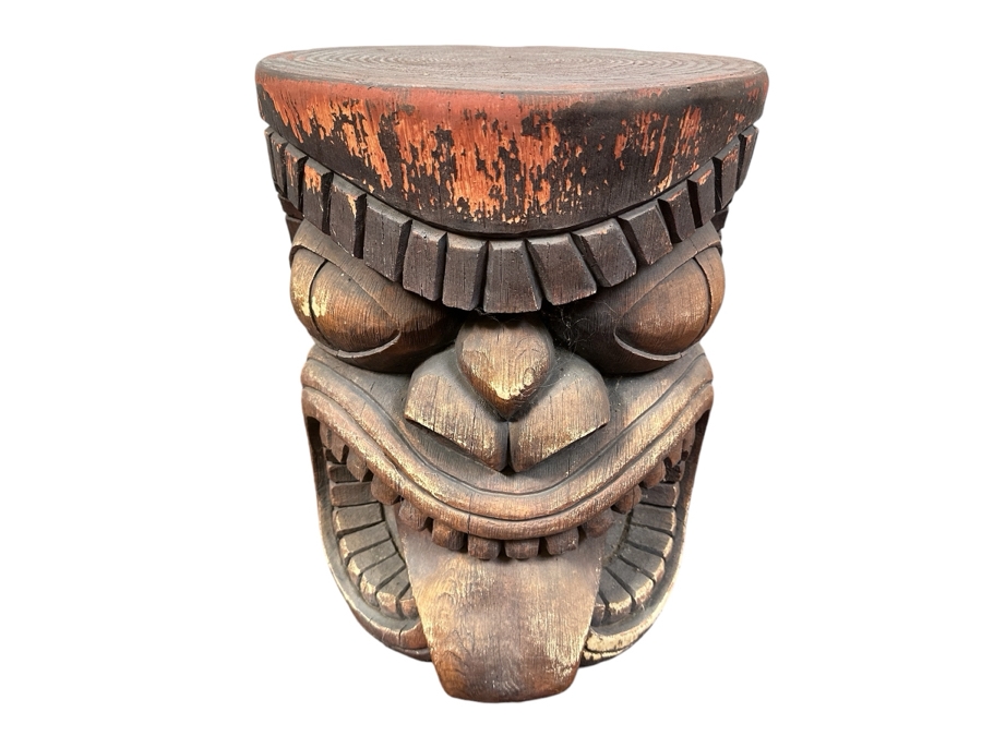 Just Added - Resin Tiki Side Table 15W X 20.5H [Photo 1]