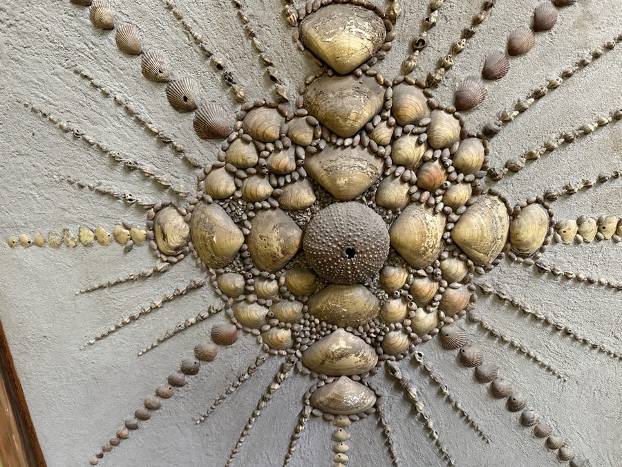 Just Added - Large Vintage Handmade Organic Seashell Starburst Sculpture On Board 49.5 X 49.5 [Photo 3]